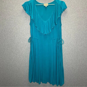 Modcloth Ruffle Neck Cinch Waist Soft Jersey Knit Dress